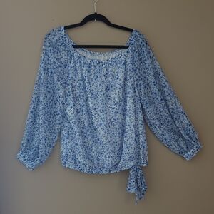 CeCe Blue Floral Women's Blouse